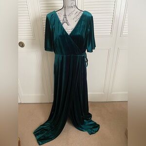 Eva USA green velvet maxi dress formal prom event evening